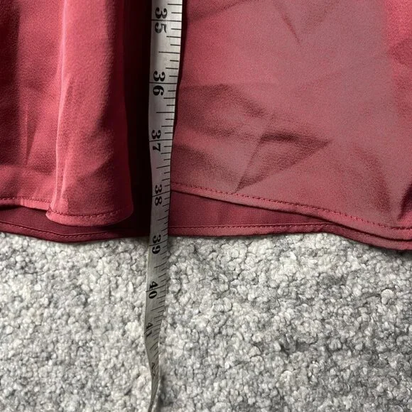 Halogen Dress Womens 2XL Burgundy Tiered Babydoll Long Sleeve Keyhole Ruffle Hem - Picture 2 of 6